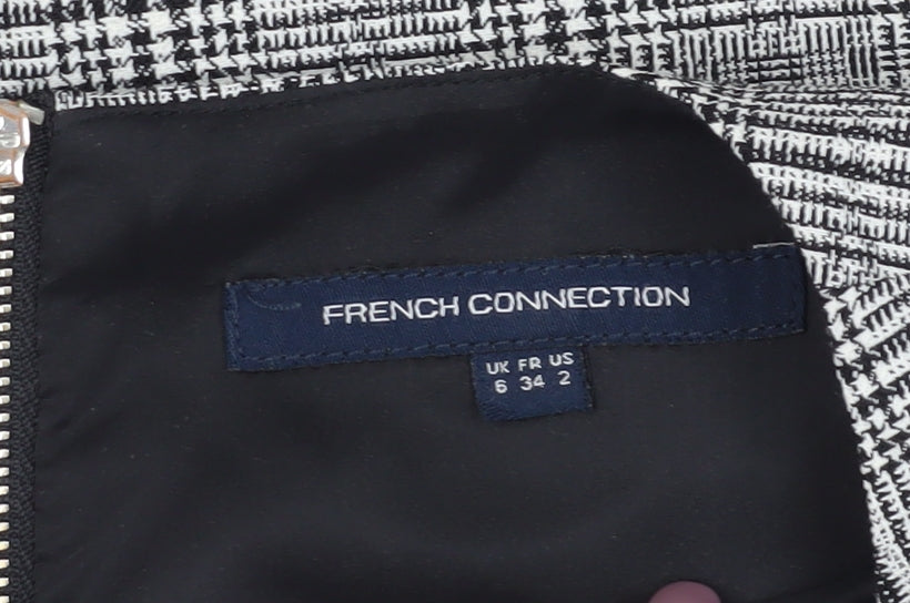 French Connection Women's Grey Sheath Check Dress Size 6