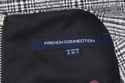 French Connection Women's Grey Sheath Check Dress Size 6
