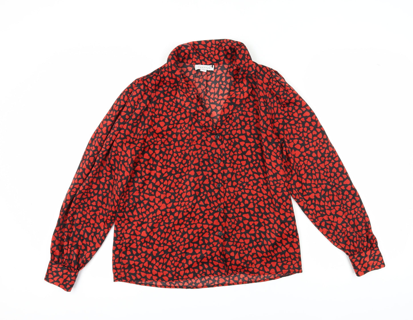 Womens UK Size 6 Topshop Red Basic Button-Up