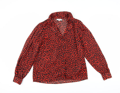 Womens UK Size 6 Topshop Red Basic Button-Up