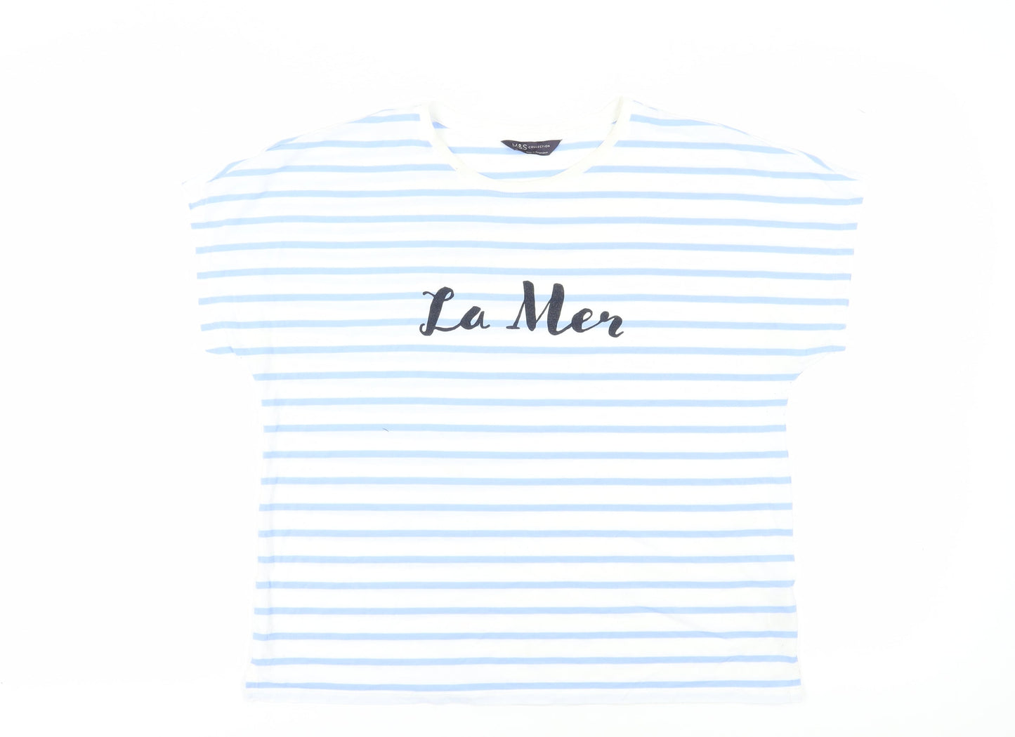 Womens UK Size 14 Marks and Spencer Blue Basic T-Shirt