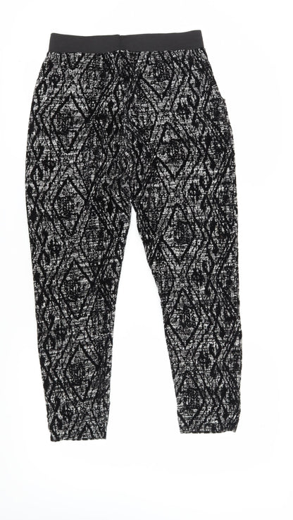 QED London Women Black Cropped Leggings S