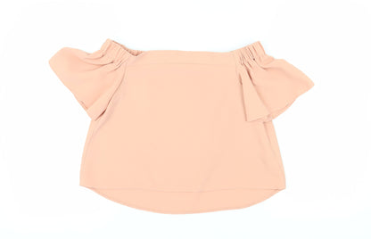 Womens UK Size 8 Topshop Beige Off the Shoulder Blouse