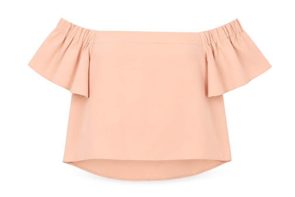 Womens UK Size 8 Topshop Beige Off the Shoulder Blouse