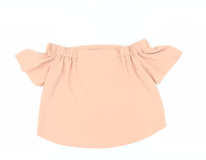 Womens UK Size 8 Topshop Beige Off the Shoulder Blouse