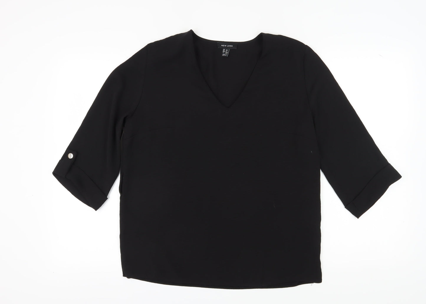 Womens UK Size 12 New Look Black Basic Blouse