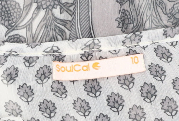 SoulCal Women's Grey Paisley Tunic Blouse, Size 10