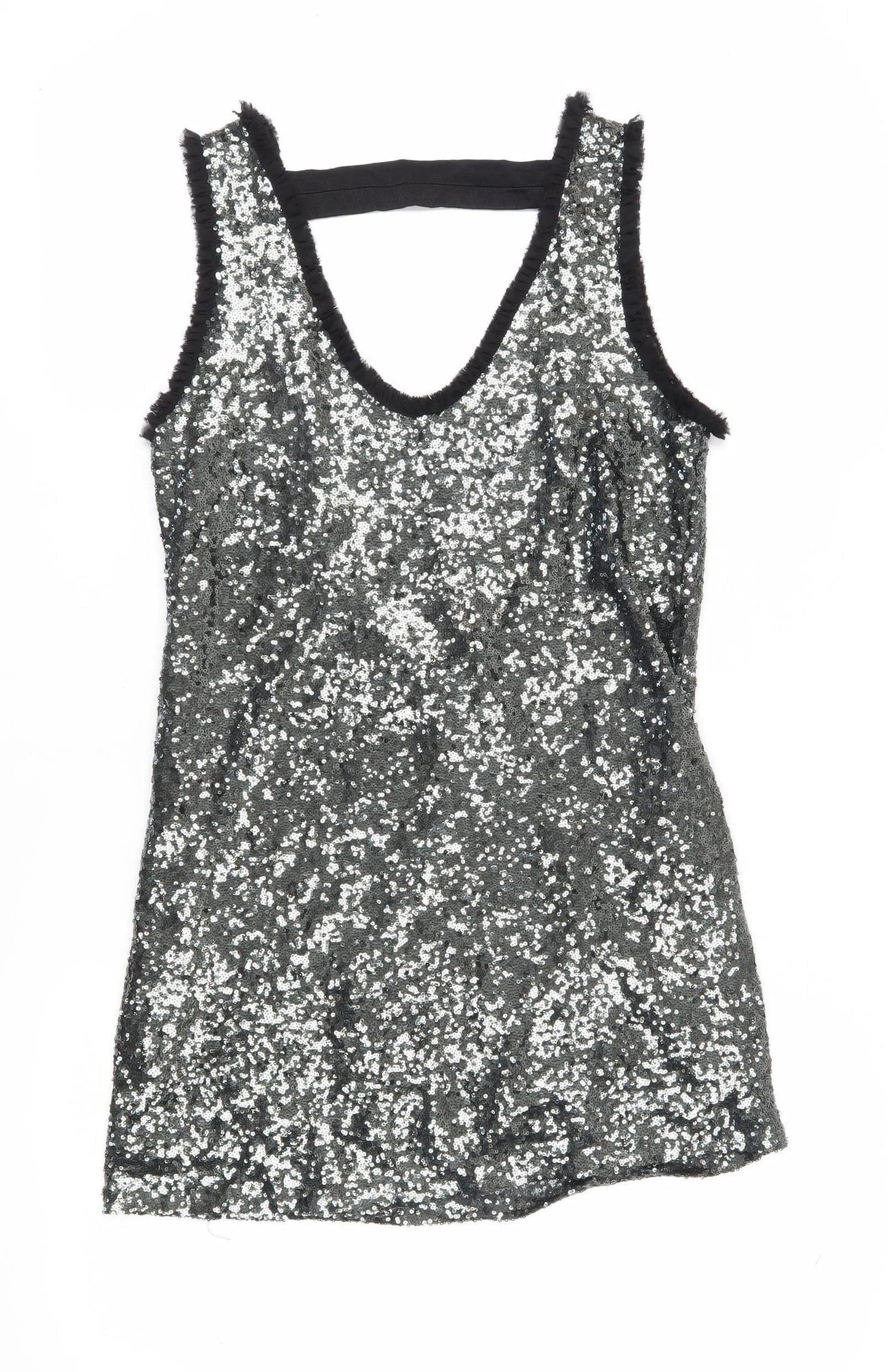 Zara Woman Black Sequin Sleeveless Dress XS