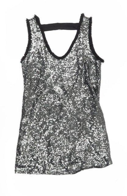 Zara Woman Black Sequin Sleeveless Dress XS
