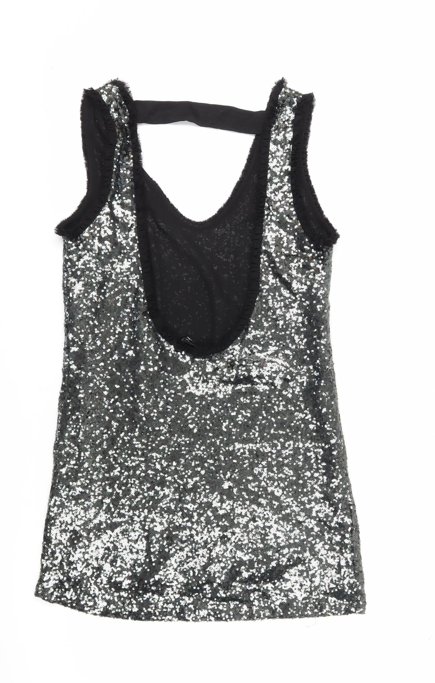 Zara Woman Black Sequin Sleeveless Dress XS