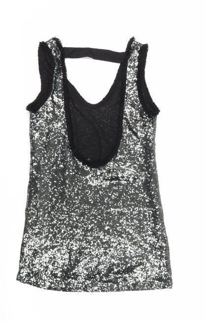 Zara Woman Black Sequin Sleeveless Dress XS