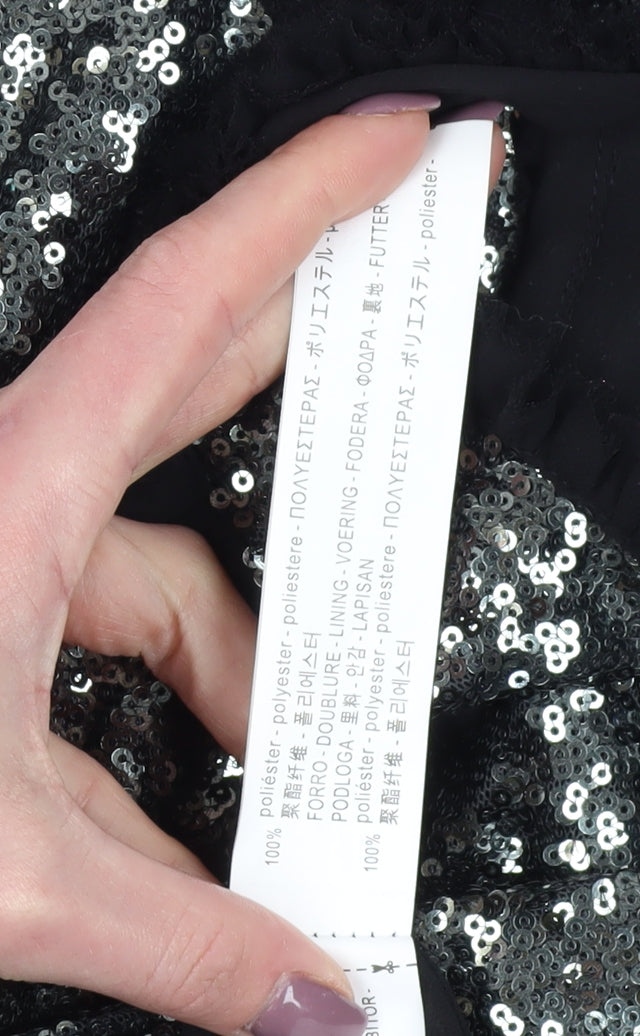 Zara Woman Black Sequin Sleeveless Dress XS