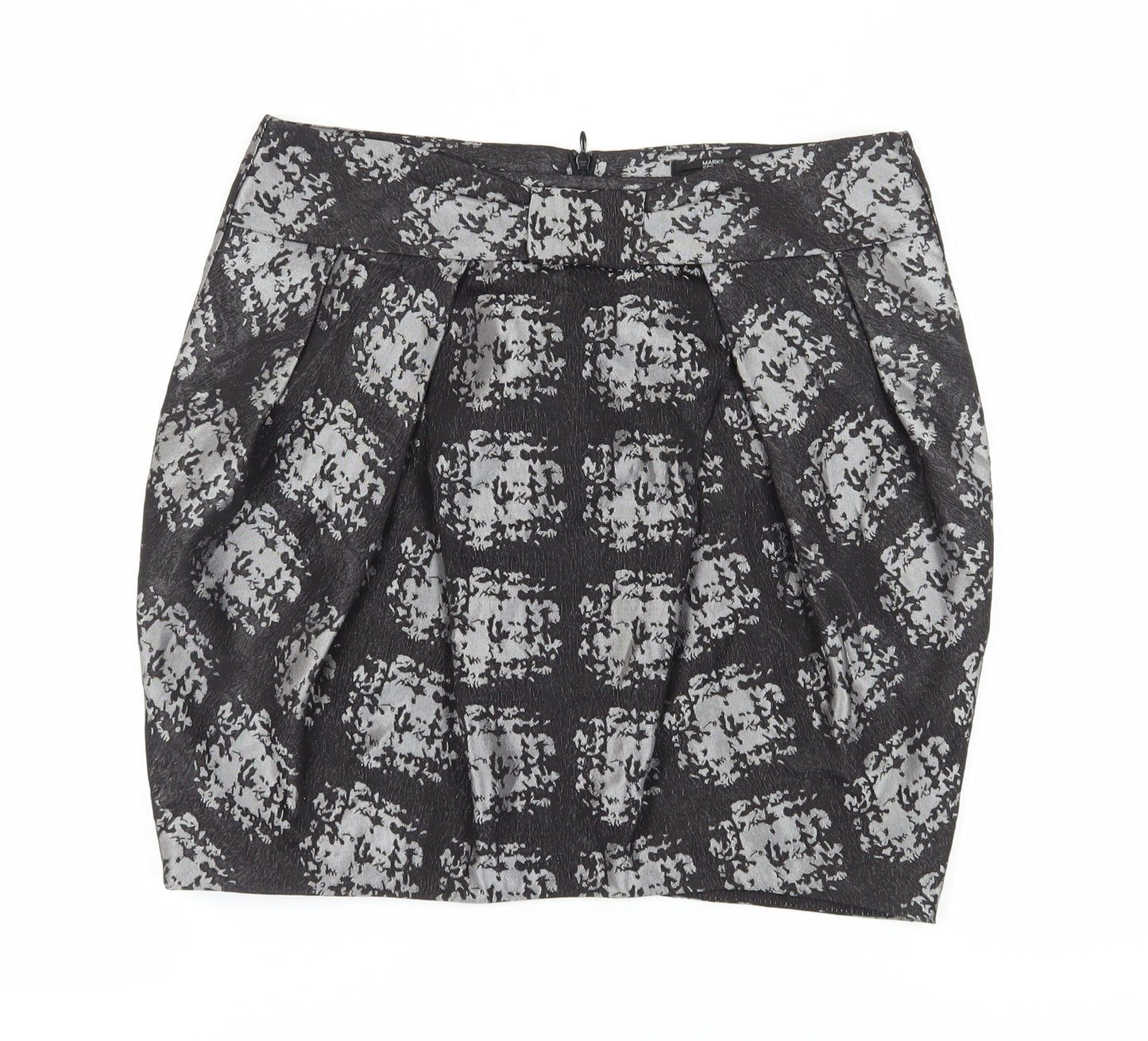 M&S Women's Black Geometric Tulip Mini Skirt Size 12