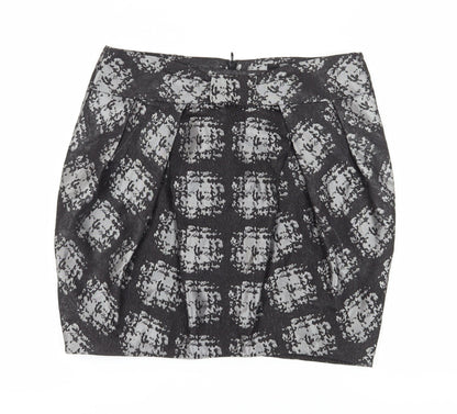 M&S Women's Black Geometric Tulip Mini Skirt Size 12