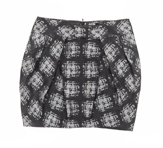 M&S Women's Black Geometric Tulip Mini Skirt Size 12