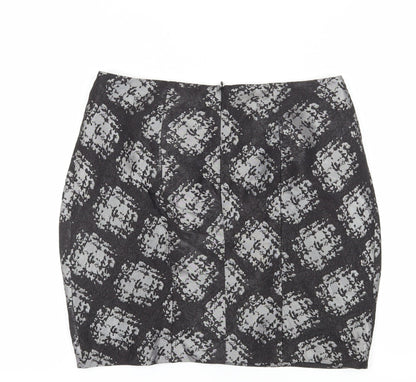 M&S Women's Black Geometric Tulip Mini Skirt Size 12