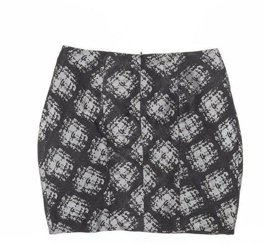 M&S Women's Black Geometric Tulip Mini Skirt Size 12