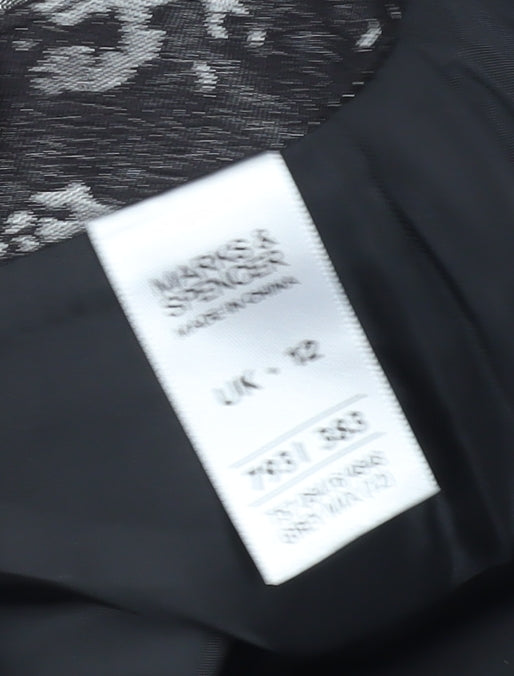 M&S Women's Black Geometric Tulip Mini Skirt Size 12