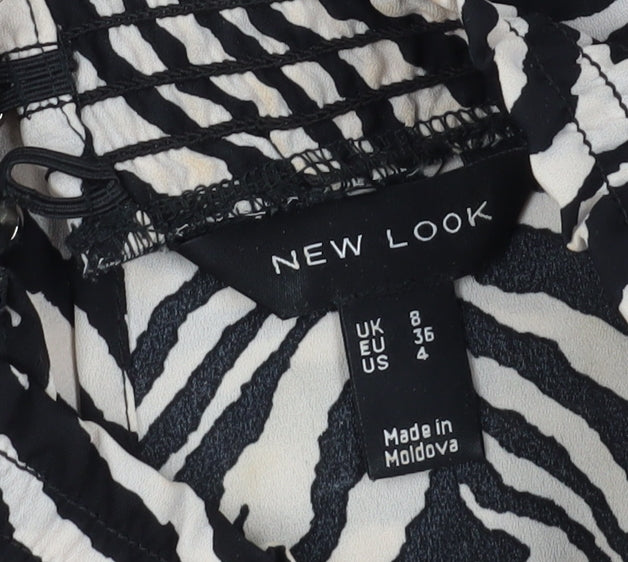 Womens UK Size 8 New Look Black Basic Blouse