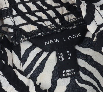 Womens UK Size 8 New Look Black Basic Blouse