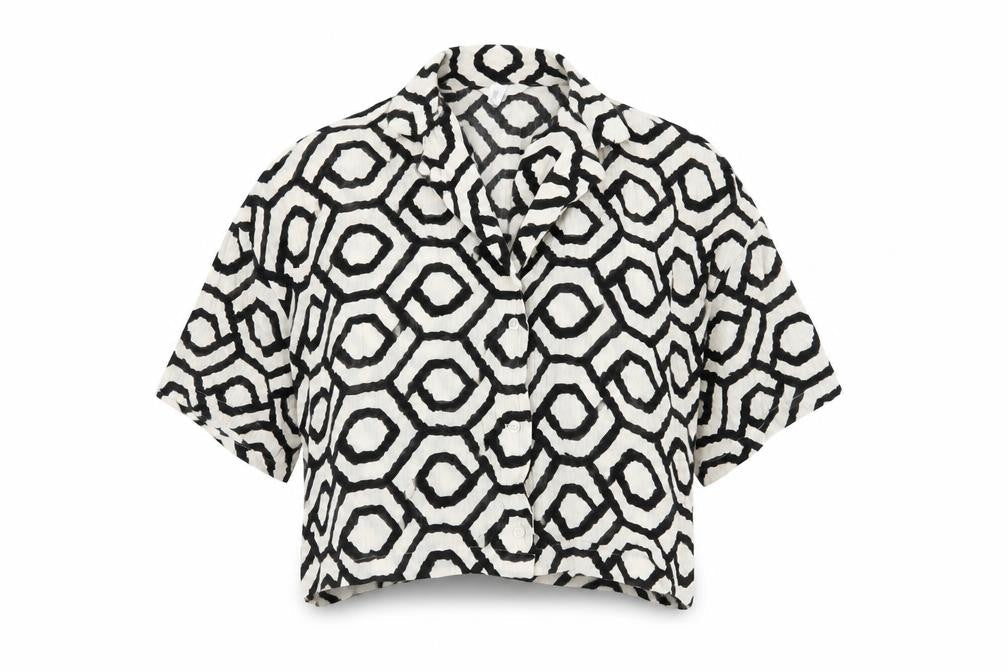 Womens UK Size M H&M Multicoloured Cropped Button-Up