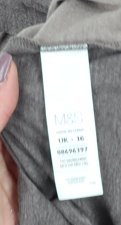 Womens UK Size 16 Marks and Spencer Brown Basic Blouse