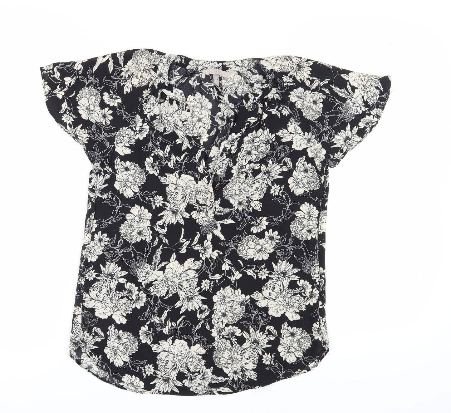 Womens UK Size 8 H&M Black Tunic Blouse