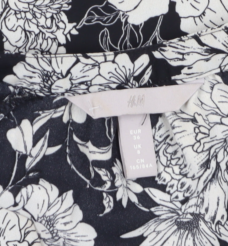 Womens UK Size 8 H&M Black Tunic Blouse