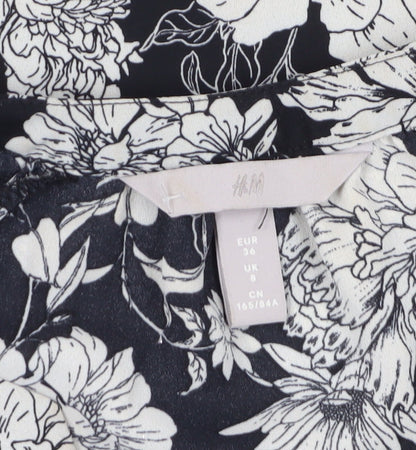 Womens UK Size 8 H&M Black Tunic Blouse