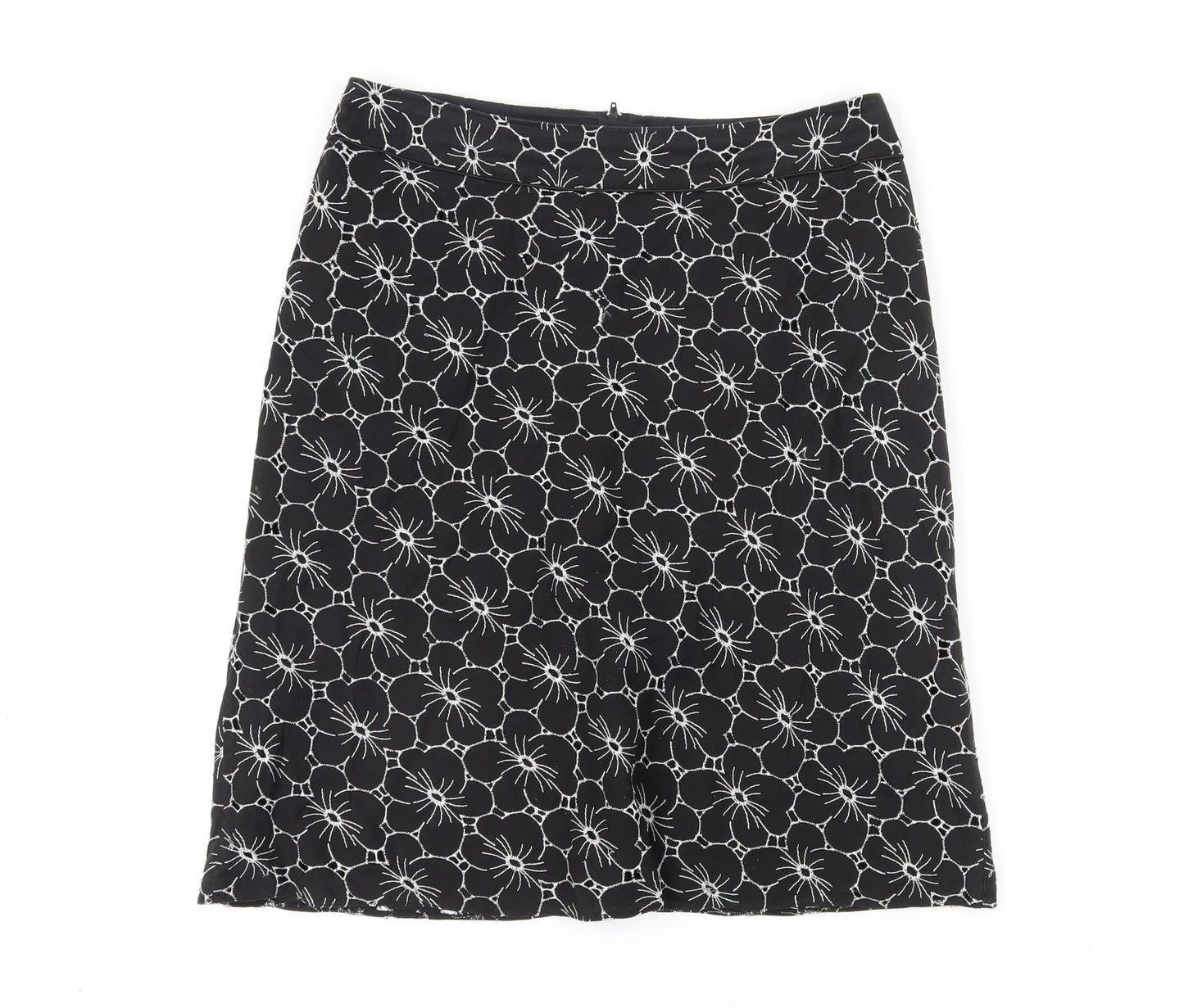 BHS Women's Black Floral Pencil Skirt Size 14 Petite