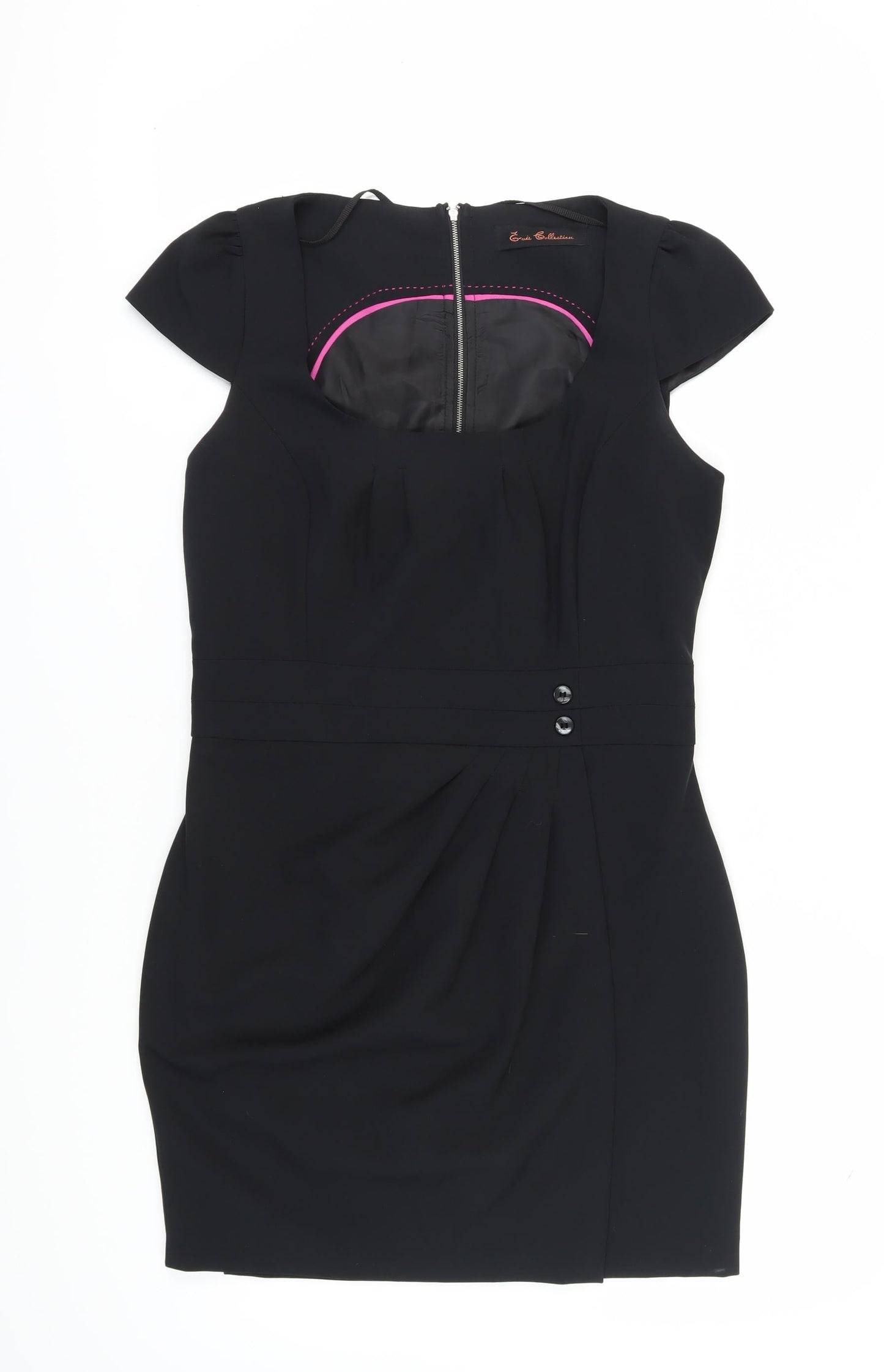 E-vie Women's Black Sheath Dress, Size 12, Cap Sleeve