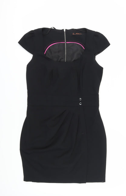 E-vie Women's Black Sheath Dress, Size 12, Cap Sleeve