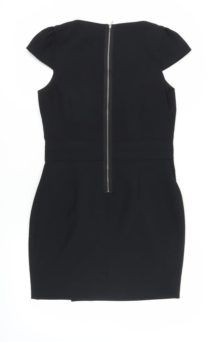 E-vie Women's Black Sheath Dress, Size 12, Cap Sleeve