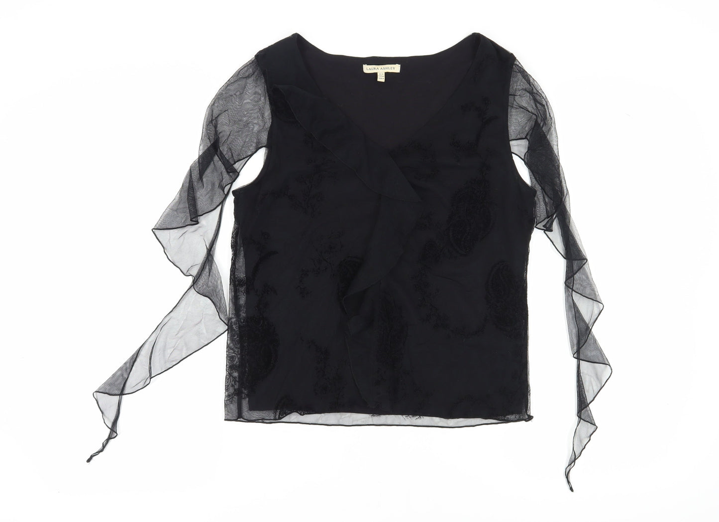 Laura Ashley Women's Black Paisley Wrap Blouse UK 18