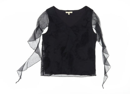 Laura Ashley Women's Black Paisley Wrap Blouse UK 18