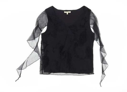 Laura Ashley Women's Black Paisley Wrap Blouse UK 18