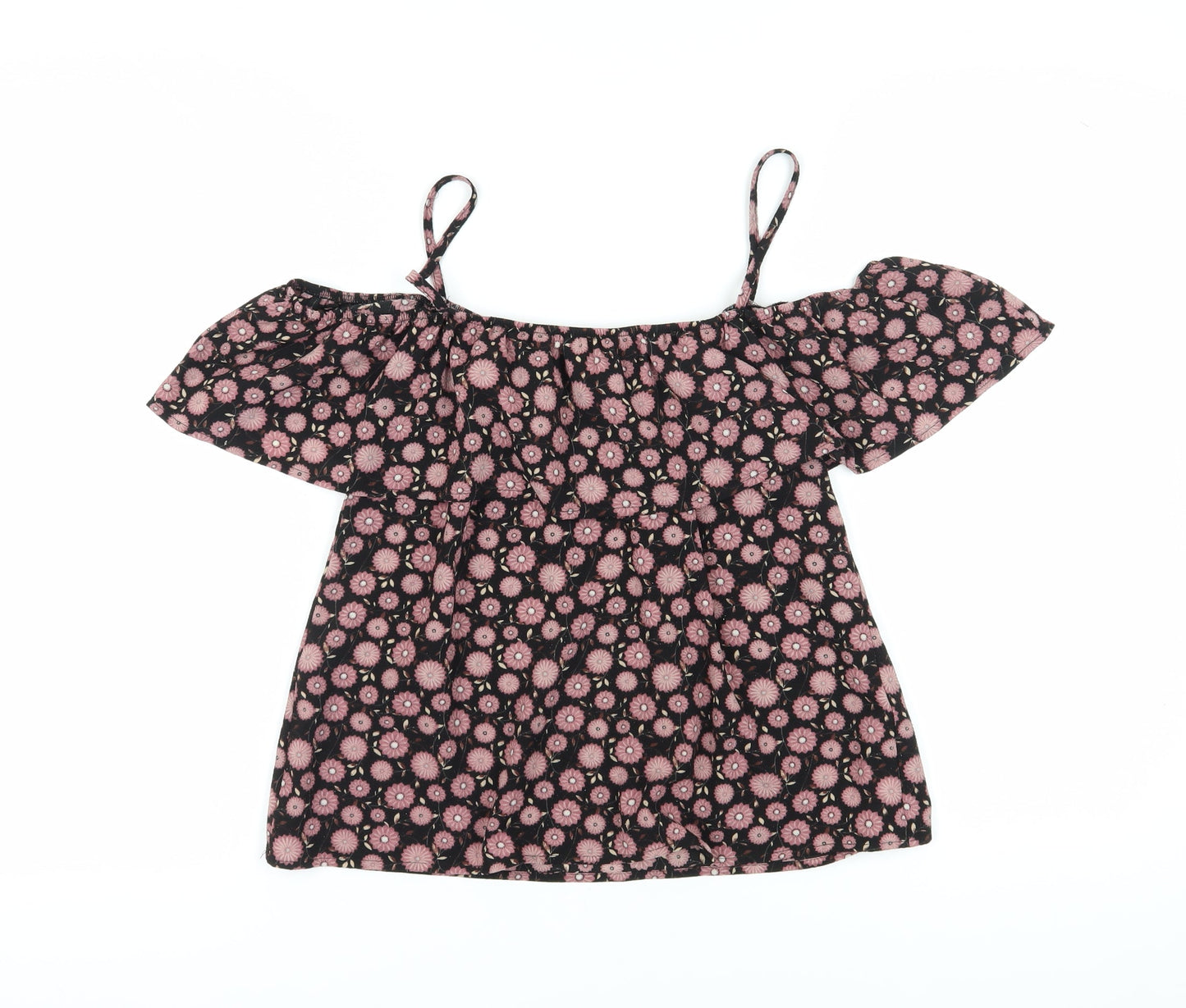 Womens UK Size 10 Apricot Black Off the Shoulder Blouse