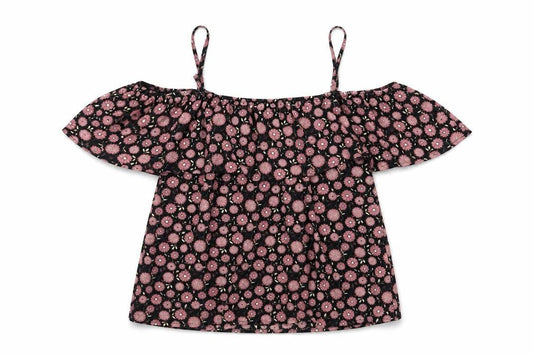 Womens UK Size 10 Apricot Black Off the Shoulder Blouse