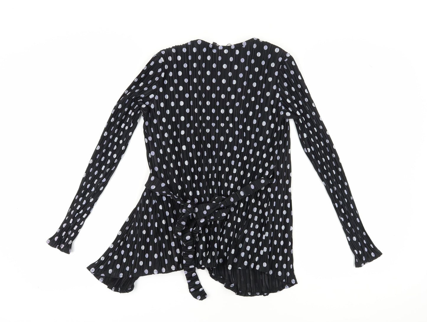 Boohoo Women's Black Wrap Blouse, Size 8, Polka Dot