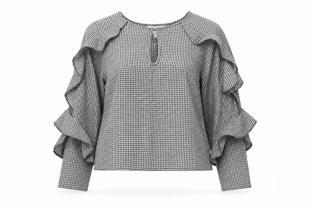 Womens UK Size 8 Miss Selfridge Black Ringer Blouse