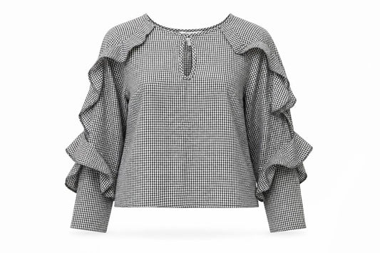 Womens UK Size 8 Miss Selfridge Black Ringer Blouse