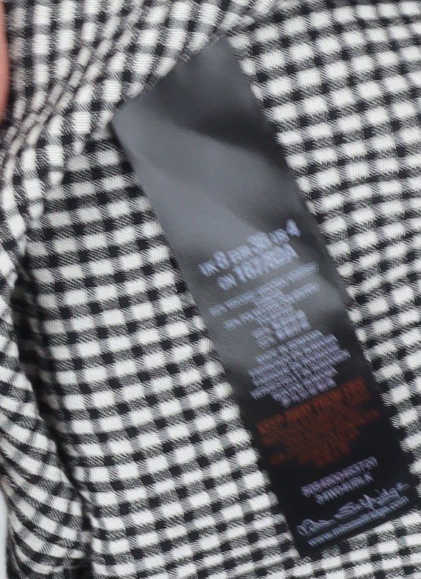 Miss Selfridge Women's Black Check Ringer Blouse - Size 8