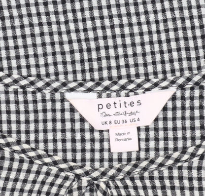 Miss Selfridge Women's Black Check Ringer Blouse - Size 8