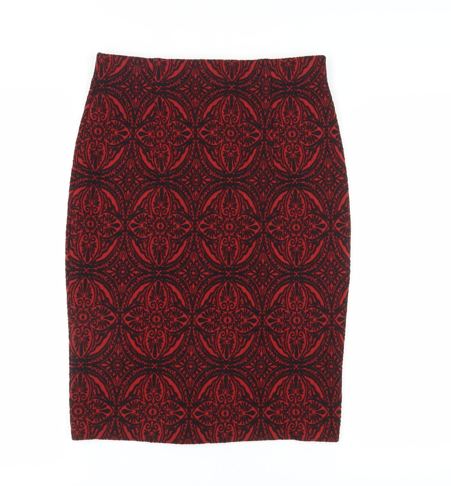 Marks & Spencer Women's Red Geometric Pencil Skirt