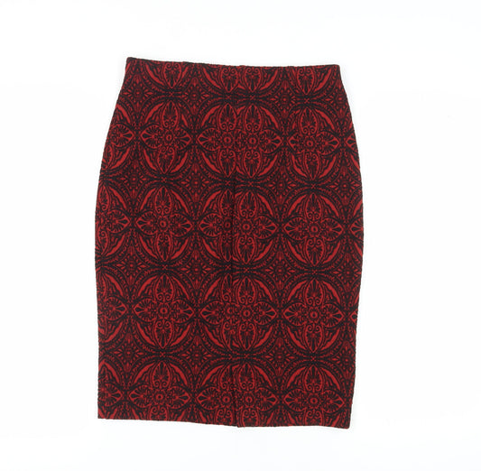 Marks & Spencer Women's Red Geometric Pencil Skirt