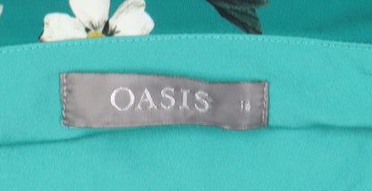 Oasis Women's Green Floral One Shoulder Pencil Dress