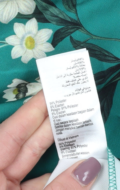 Oasis Women's Green Floral One Shoulder Pencil Dress