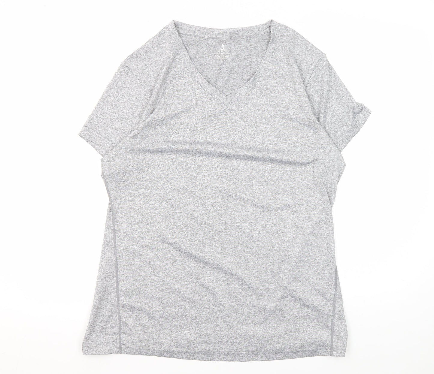 icyzone Women's Grey L Basic Activewear T-Shirt