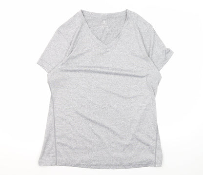 icyzone Women's Grey L Basic Activewear T-Shirt