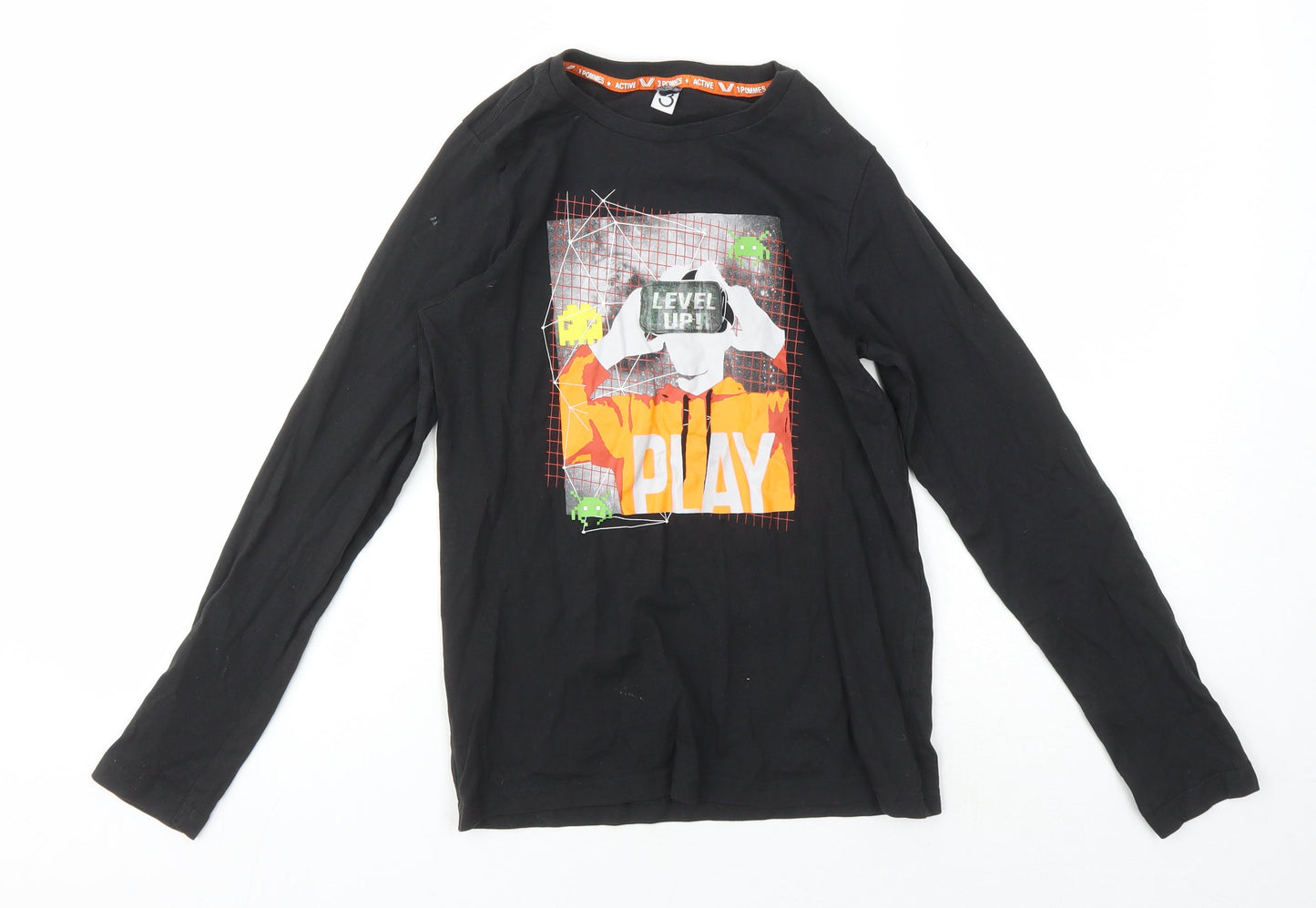Boys Black Gamer Long Sleeve Jersey T-Shirt Size1 1-12 Years